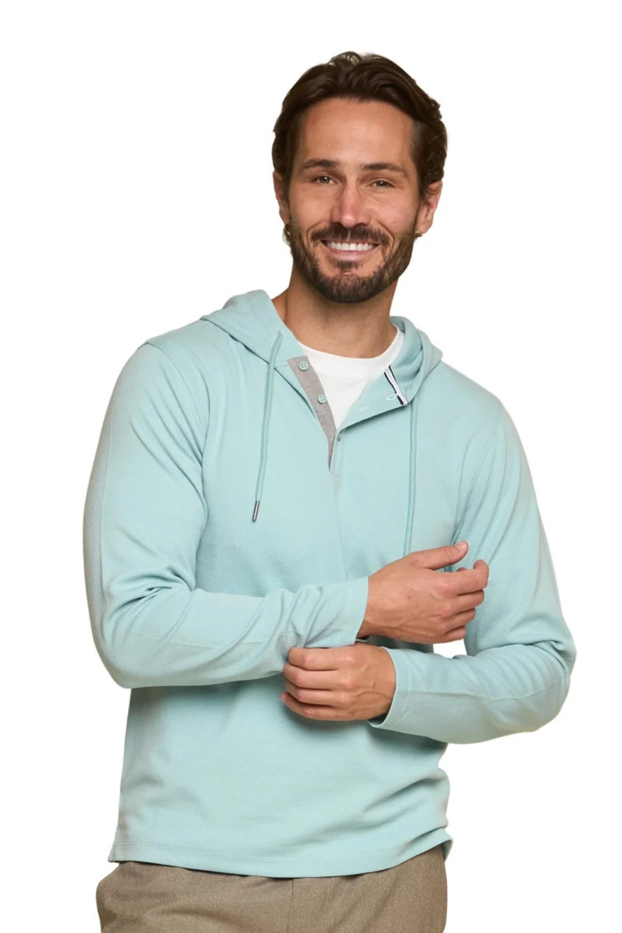 Fundamental Coast Surf Blue Textured Henley Hoodie/57851